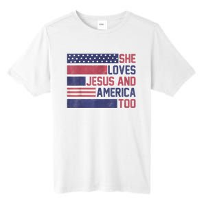 She Loves Jesus And America Too 4th Of July Patriotic Tall Fusion ChromaSoft Performance T-Shirt