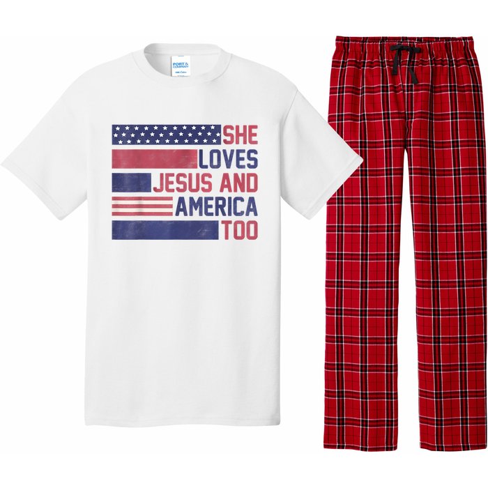 She Loves Jesus And America Too 4th Of July Patriotic Pajama Set