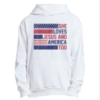 She Loves Jesus And America Too 4th Of July Patriotic Urban Pullover Hoodie