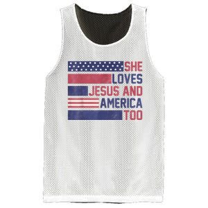 She Loves Jesus And America Too 4th Of July Patriotic Mesh Reversible Basketball Jersey Tank