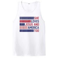 She Loves Jesus And America Too 4th Of July Patriotic PosiCharge Competitor Tank