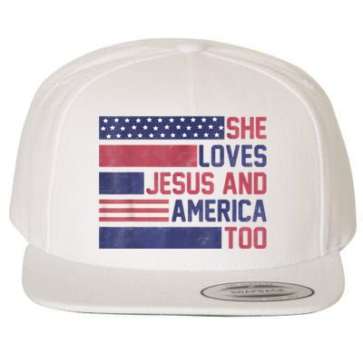 She Loves Jesus And America Too 4th Of July Patriotic Wool Snapback Cap