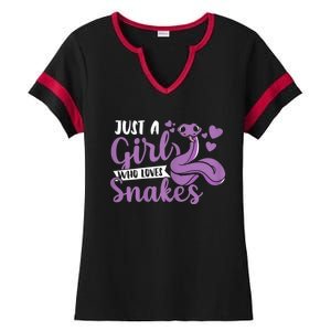 Snake Lover Just A Girl Who Loves Snakes Pet Reptile Ladies Halftime Notch Neck Tee