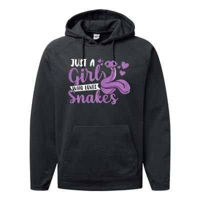 Snake Lover Just A Girl Who Loves Snakes Pet Reptile Performance Fleece Hoodie