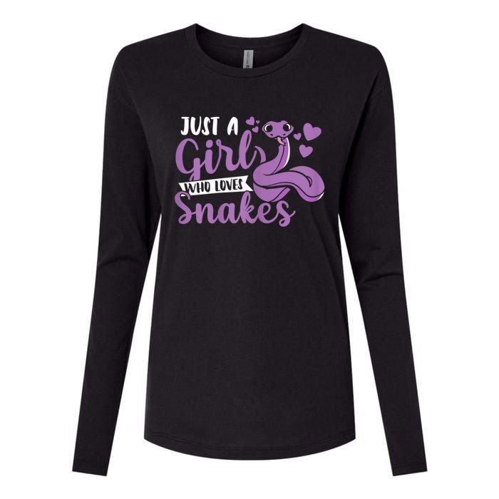 Snake Lover Just A Girl Who Loves Snakes Pet Reptile Womens Cotton Relaxed Long Sleeve T-Shirt