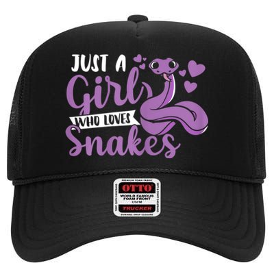 Snake Lover Just A Girl Who Loves Snakes Pet Reptile High Crown Mesh Back Trucker Hat