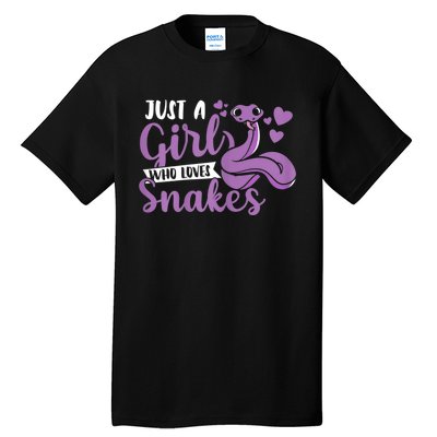 Snake Lover Just A Girl Who Loves Snakes Pet Reptile Tall T-Shirt