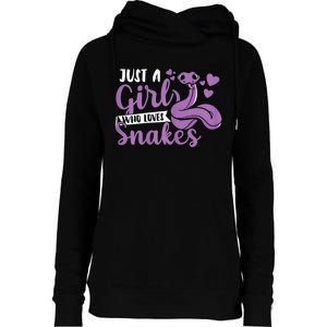 Snake Lover Just A Girl Who Loves Snakes Pet Reptile Womens Funnel Neck Pullover Hood