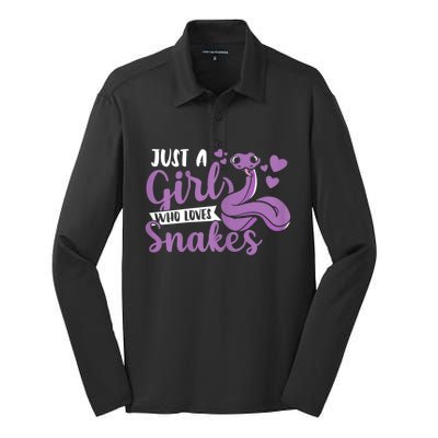 Snake Lover Just A Girl Who Loves Snakes Pet Reptile Silk Touch Performance Long Sleeve Polo