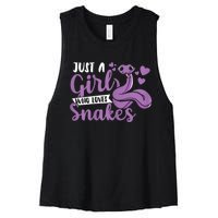 Snake Lover Just A Girl Who Loves Snakes Pet Reptile Women's Racerback Cropped Tank