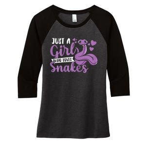 Snake Lover Just A Girl Who Loves Snakes Pet Reptile Women's Tri-Blend 3/4-Sleeve Raglan Shirt