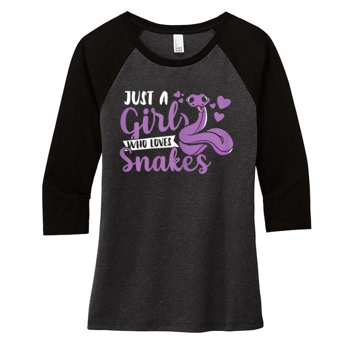 Snake Lover Just A Girl Who Loves Snakes Pet Reptile Women's Tri-Blend 3/4-Sleeve Raglan Shirt