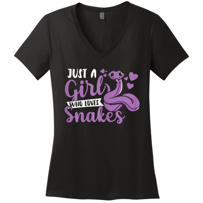 Snake Lover Just A Girl Who Loves Snakes Pet Reptile Women's V-Neck T-Shirt