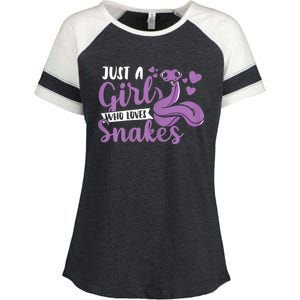 Snake Lover Just A Girl Who Loves Snakes Pet Reptile Enza Ladies Jersey Colorblock Tee