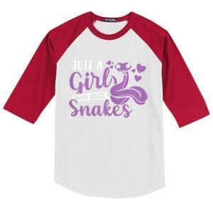 Snake Lover Just A Girl Who Loves Snakes Pet Reptile Kids Colorblock Raglan Jersey