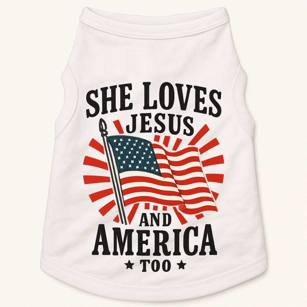 She Loves Jesus And America Doggie Tank