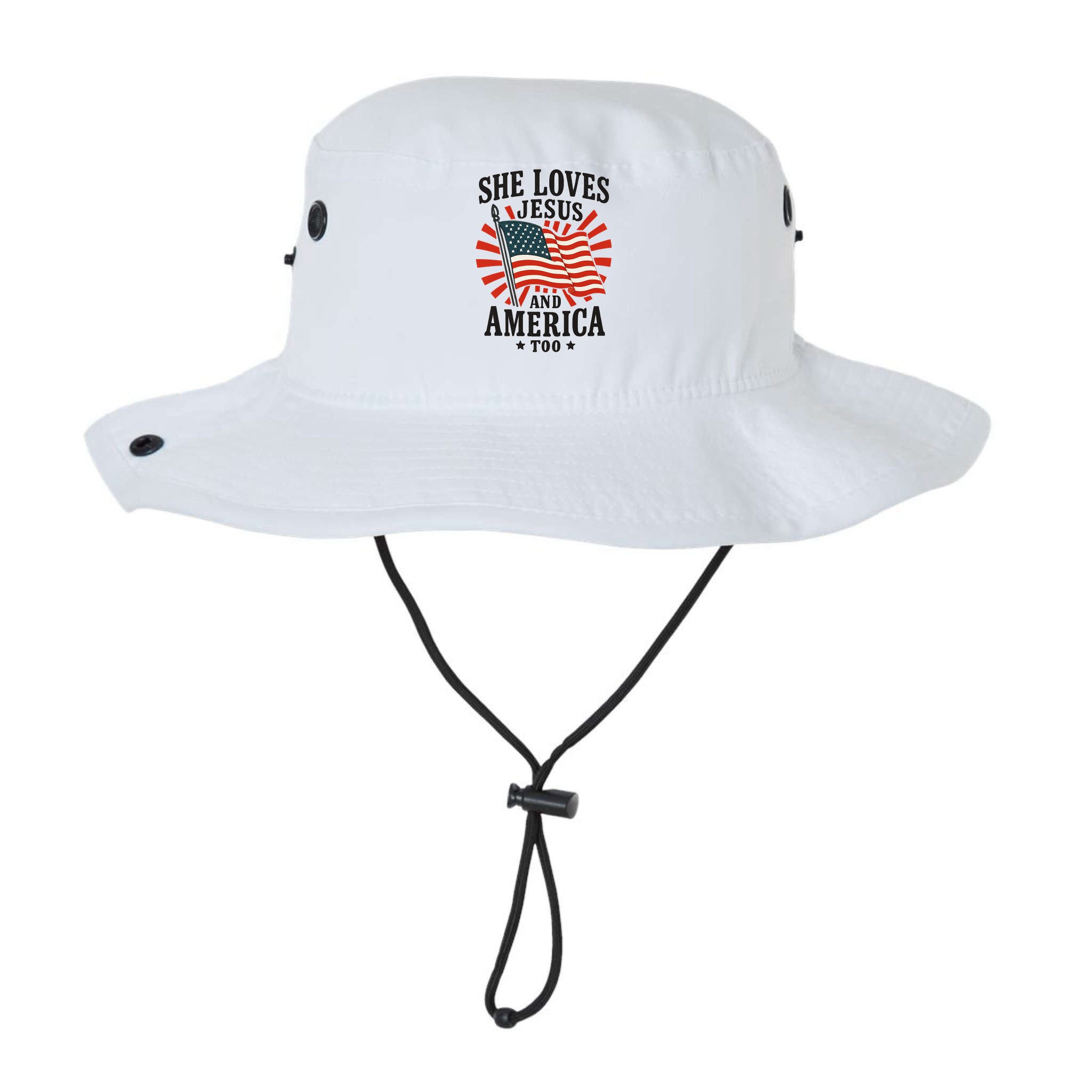She Loves Jesus And America Bucket Hat