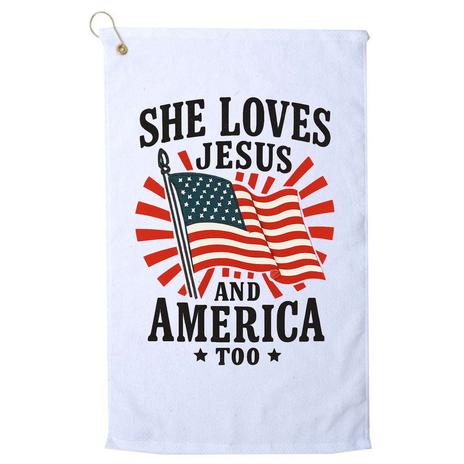 She Loves Jesus And America Golf Towel