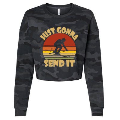 Skiing Lovers Just Gonna Send It Skiers Gift Cropped Pullover Crew