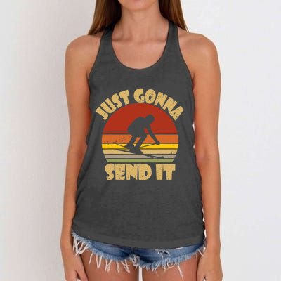 Skiing Lovers Just Gonna Send It Skiers Gift Women's Knotted Racerback Tank