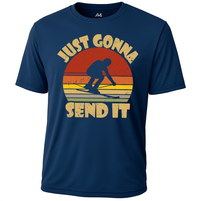Skiing Lovers Just Gonna Send It Skiers Gift Cooling Performance Crew T-Shirt