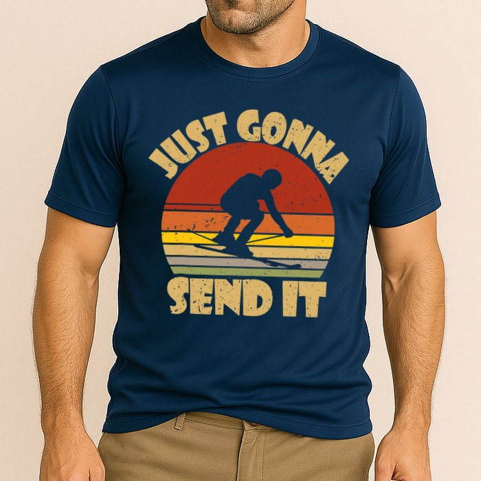 Skiing Lovers Just Gonna Send It Skiers Gift Cooling Performance Crew T-Shirt