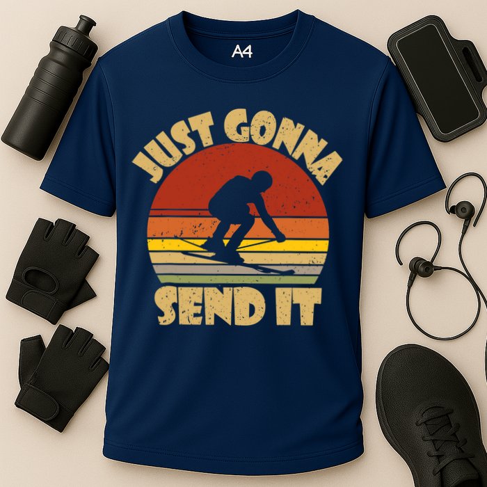 Skiing Lovers Just Gonna Send It Skiers Gift Cooling Performance Crew T-Shirt