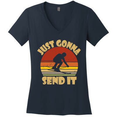 Skiing Lovers Just Gonna Send It Skiers Gift Women's V-Neck T-Shirt