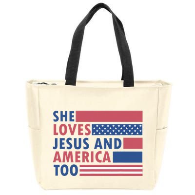 She Loves Jesus And America Too Retro Zip Tote Bag