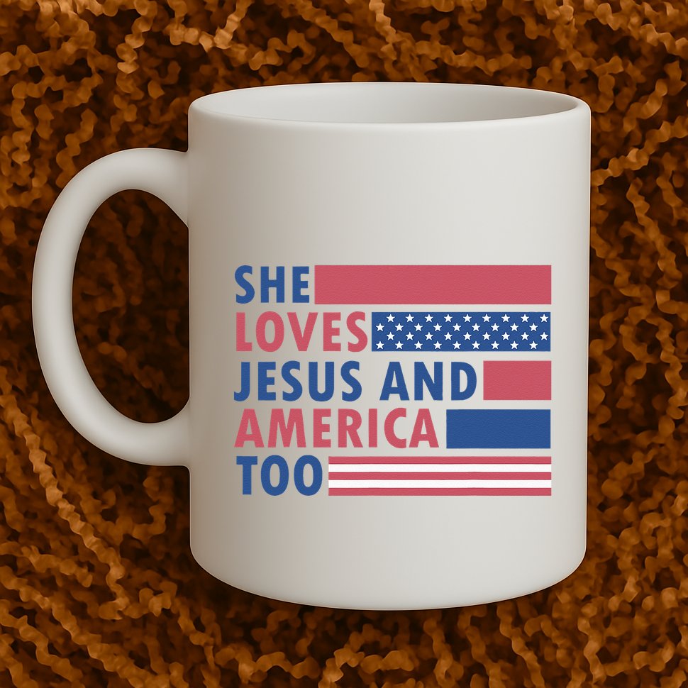 She Loves Jesus And America Too Retro Mug