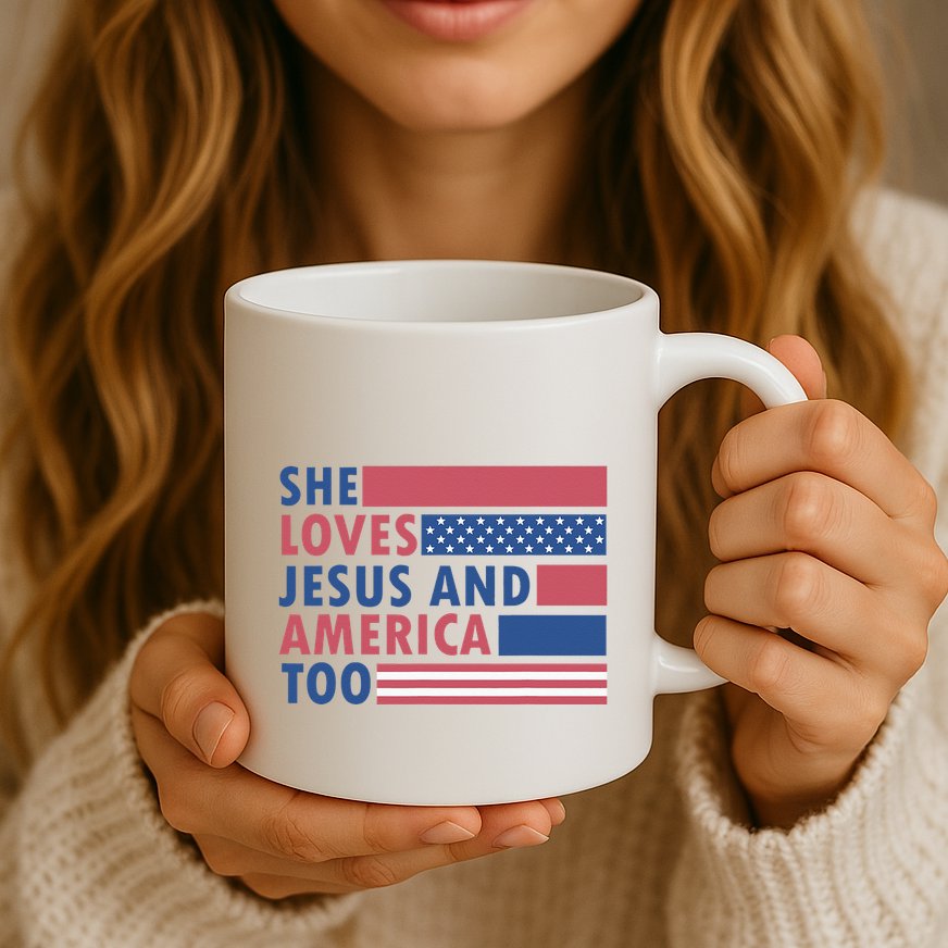 She Loves Jesus And America Too Retro Mug