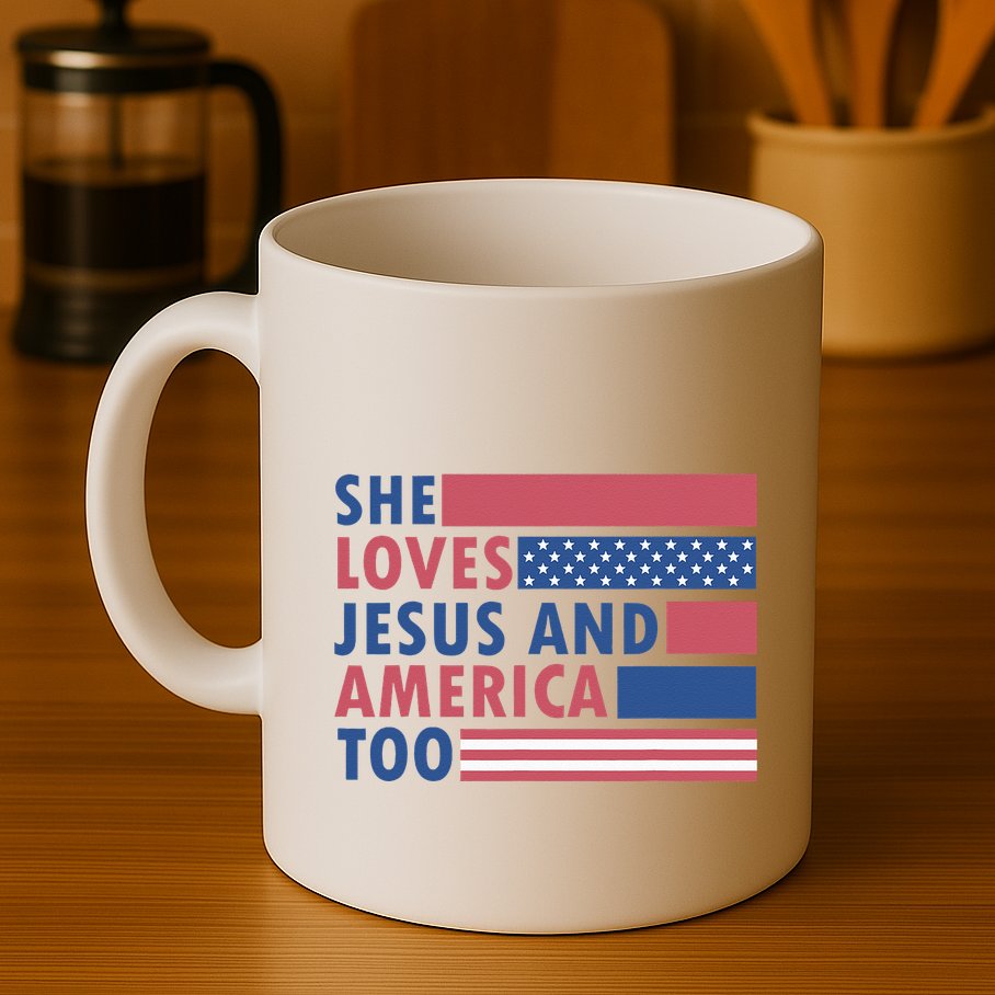 She Loves Jesus And America Too Retro Mug