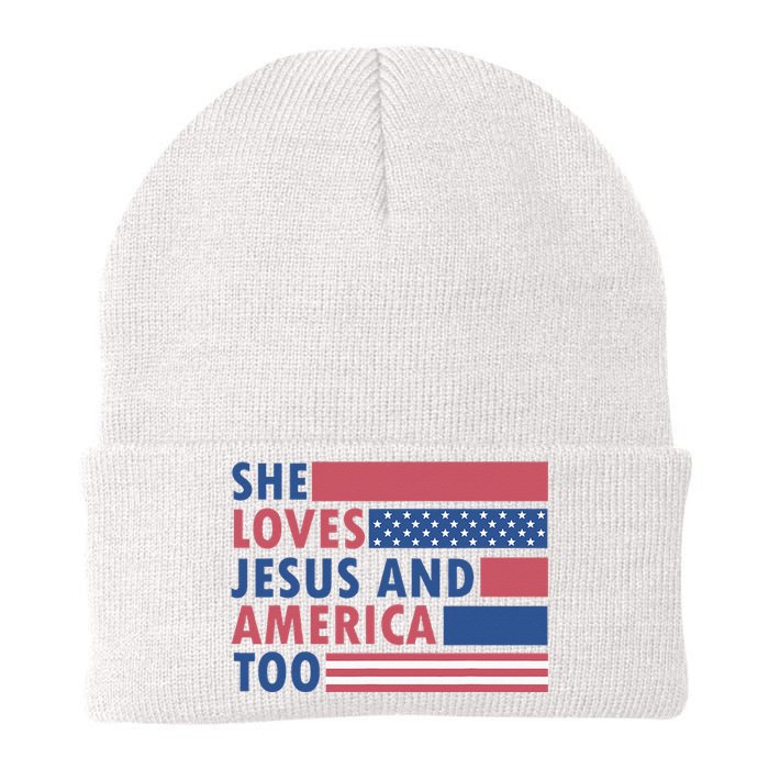 She Loves Jesus And America Too Retro Knit Cap Winter Beanie