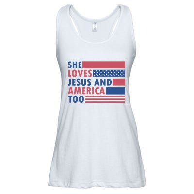 She Loves Jesus And America Too Retro Ladies Essential Flowy Tank