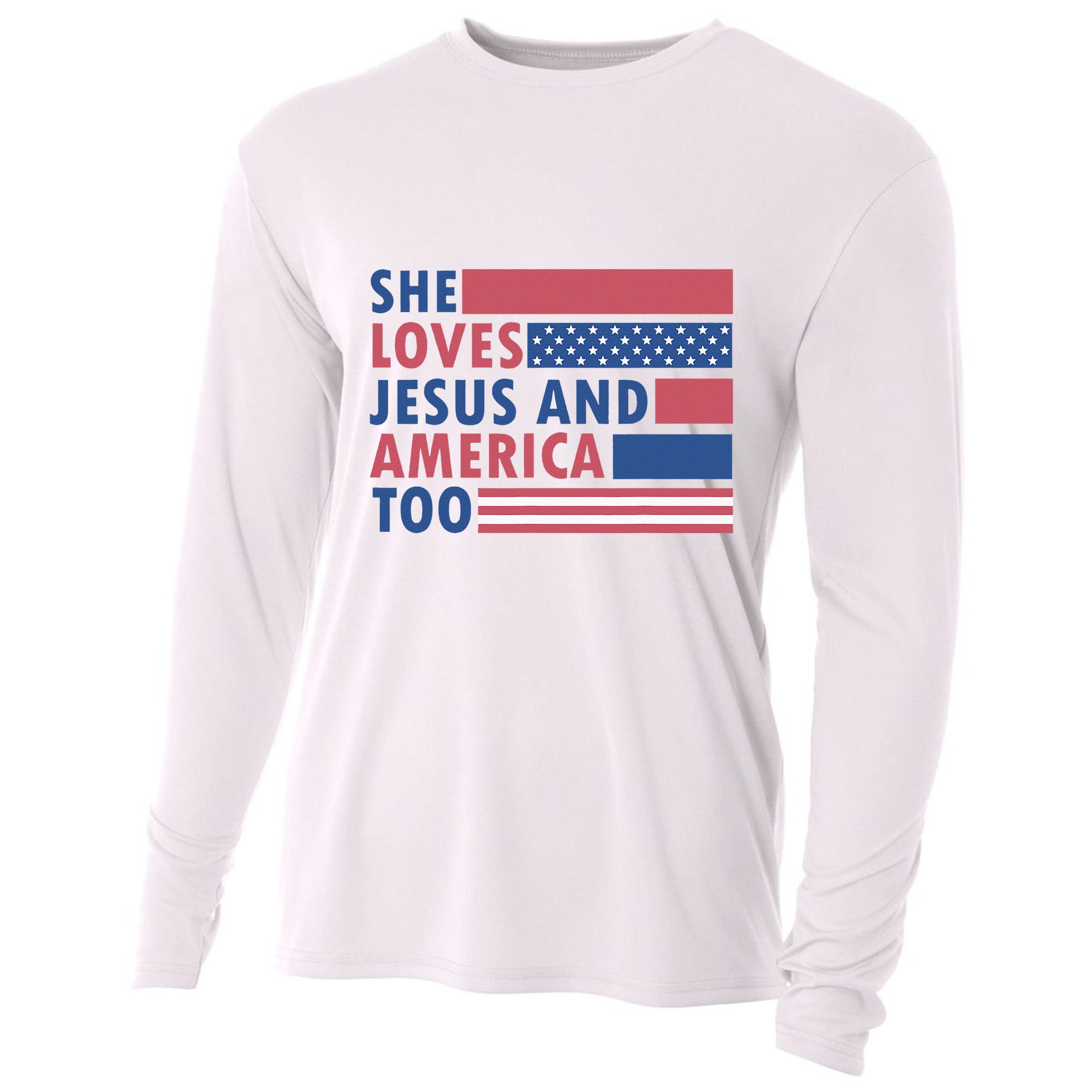 She Loves Jesus And America Too Retro Cooling Performance Long Sleeve Crew