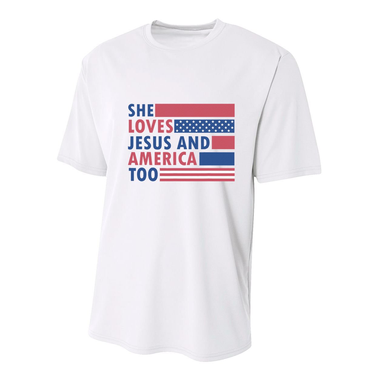 She Loves Jesus And America Too Retro Youth Performance Sprint T-Shirt