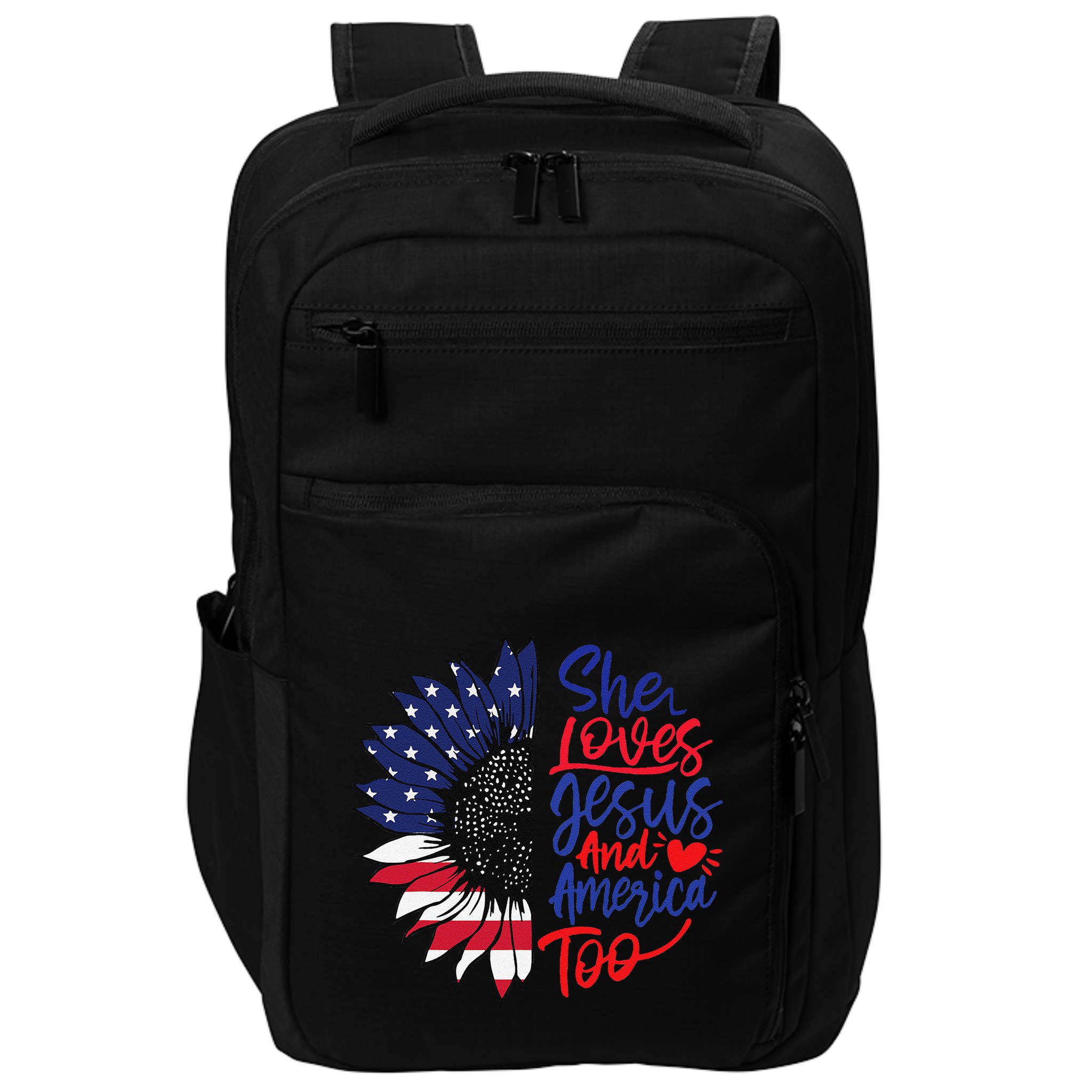 She Loves Jesus And America Too Impact Tech Backpack