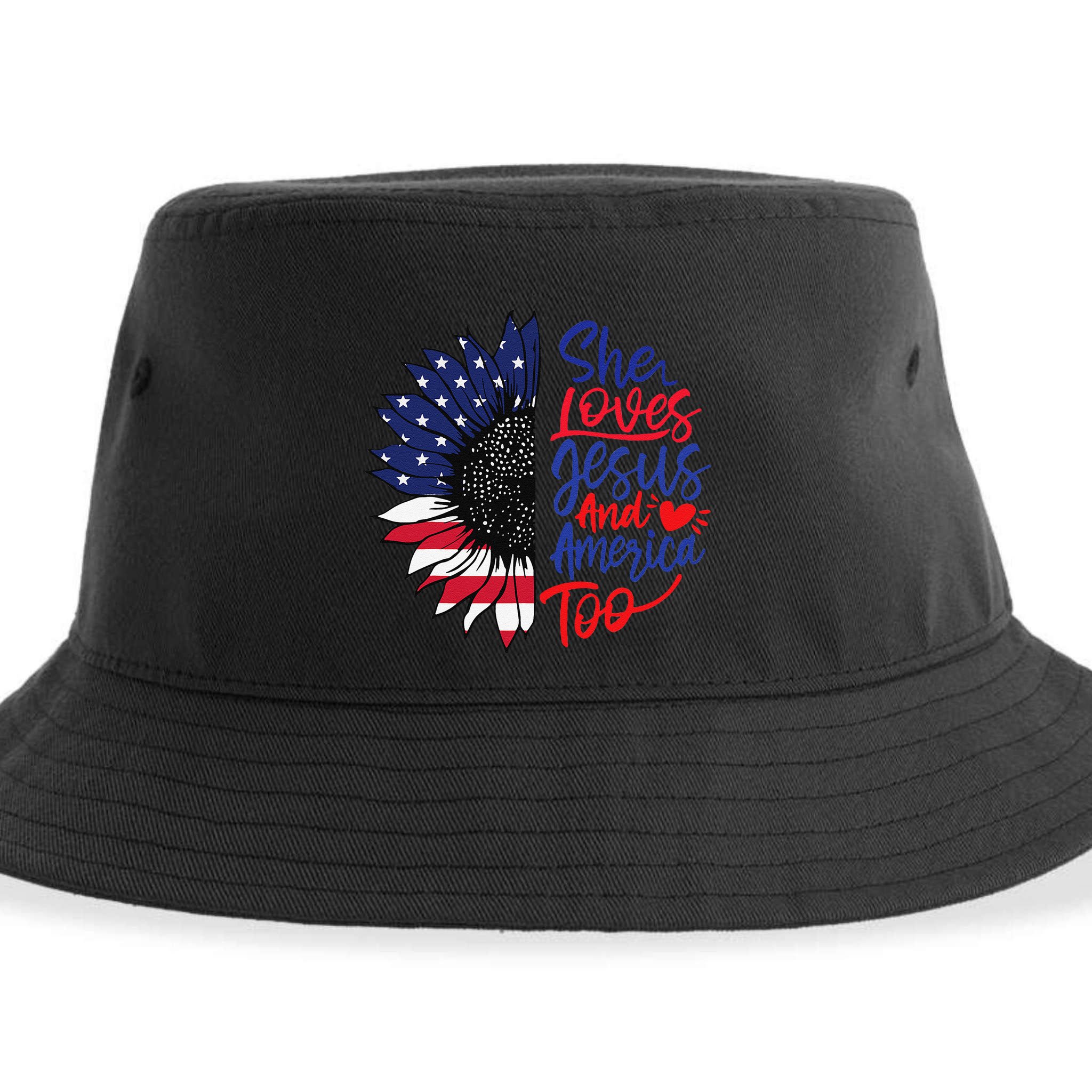 She Loves Jesus And America Too Sustainable Bucket Hat