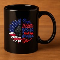 She Loves Jesus And America Too 11oz C Handle Ceramic Mug