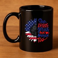 She Loves Jesus And America Too 11oz C Handle Ceramic Mug