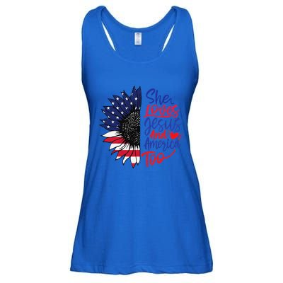 She Loves Jesus And America Too Ladies Essential Flowy Tank