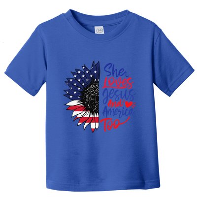 She Loves Jesus And America Too Toddler T-Shirt