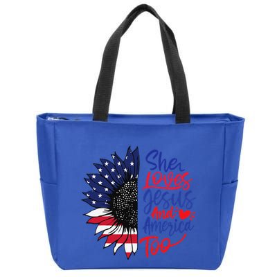 She Loves Jesus And America Too Zip Tote Bag