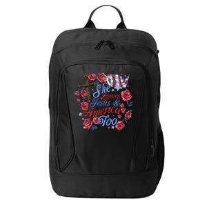 She Loves Jesus And America Too Floral Cross City Backpack