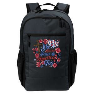 She Loves Jesus And America Too Floral Cross Daily Commute Backpack