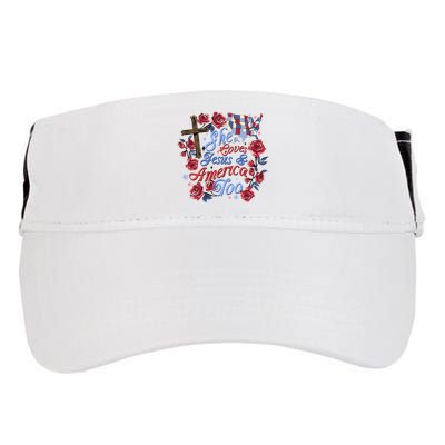 She Loves Jesus And America Too Floral Cross Adult Drive Performance Visor