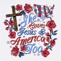 She Loves Jesus And America Too Floral Cross Premium T-Shirt