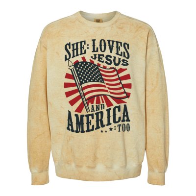 She Loves Jesus And America Too Colorblast Crewneck Sweatshirt