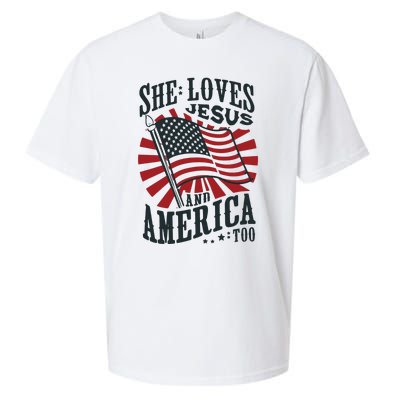 She Loves Jesus And America Too Sueded Cloud Jersey T-Shirt