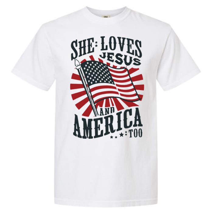 She Loves Jesus And America Too Garment-Dyed Heavyweight T-Shirt